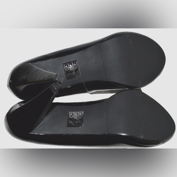 MODA SPANA NEW SIZE SIZE 9 M BLACK PATENT PEEP TOE PLATFORM PUMPS HEELS SHOES - Picture 6 of 6